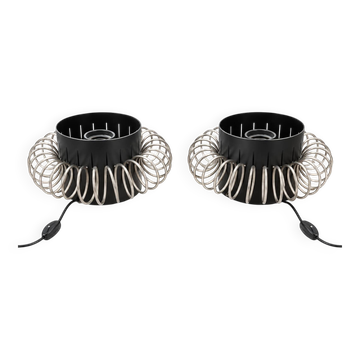 Pair of vintage lamps in black metal and chrome – 1970s