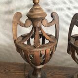 Pair of wooden lamps