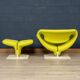 A 20thC RIBBON CHAIR & FOOTSTALL BY PIERRE PAULIN FOR ARTIFORT, FRANCE