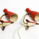 Pair of red Mid Century Modern Diabolo crow's foot table lamps from Cosack