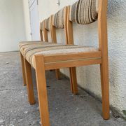 Suite de 4 chaises self hêtre laiton et laine 1960