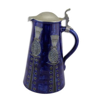 Coffee pot or ceramic and pewter beer mug