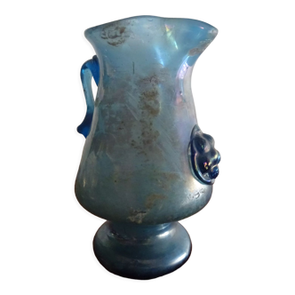 Vase with handle and spout Scavo Seguso Vetri d'Arte iridescent glass Murano 1950