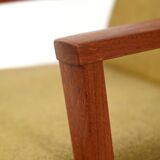 Pair of Danish teak armchairs with green upholstery