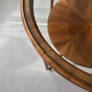 Round walnut coffee table with glass by Ilse Möbel