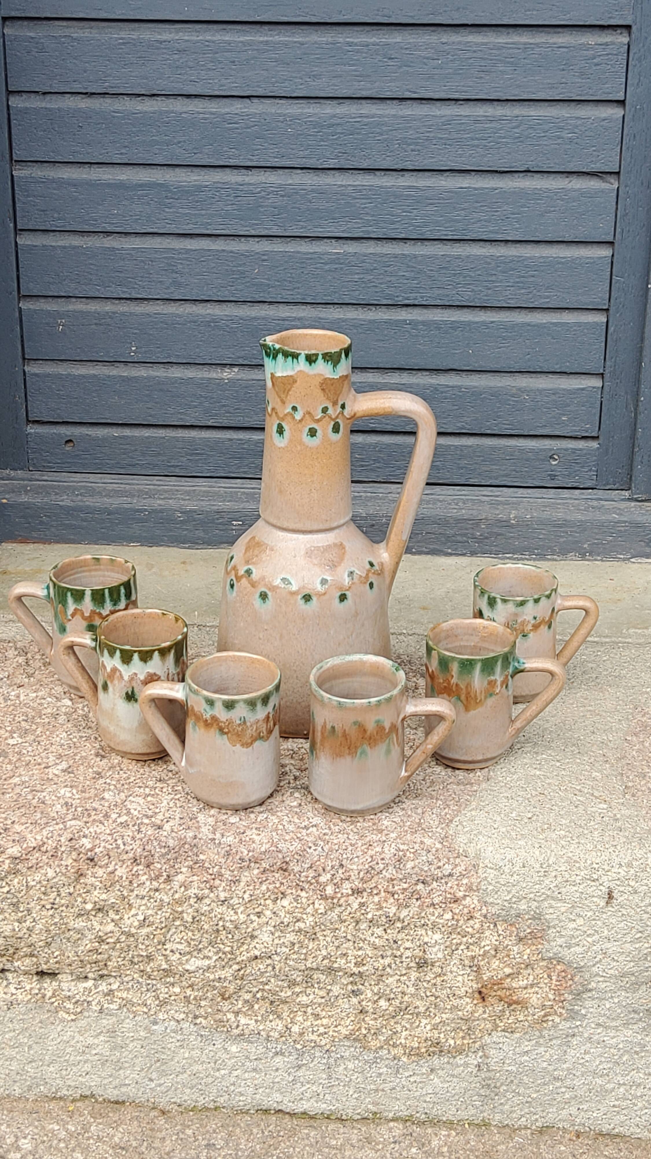 Orangeade service from the 70s in glazed terracotta