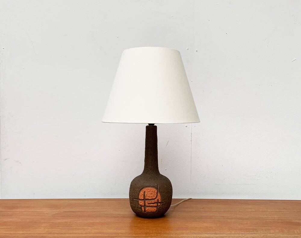 Brutalist Danish studio ceramic table lamp, 1979