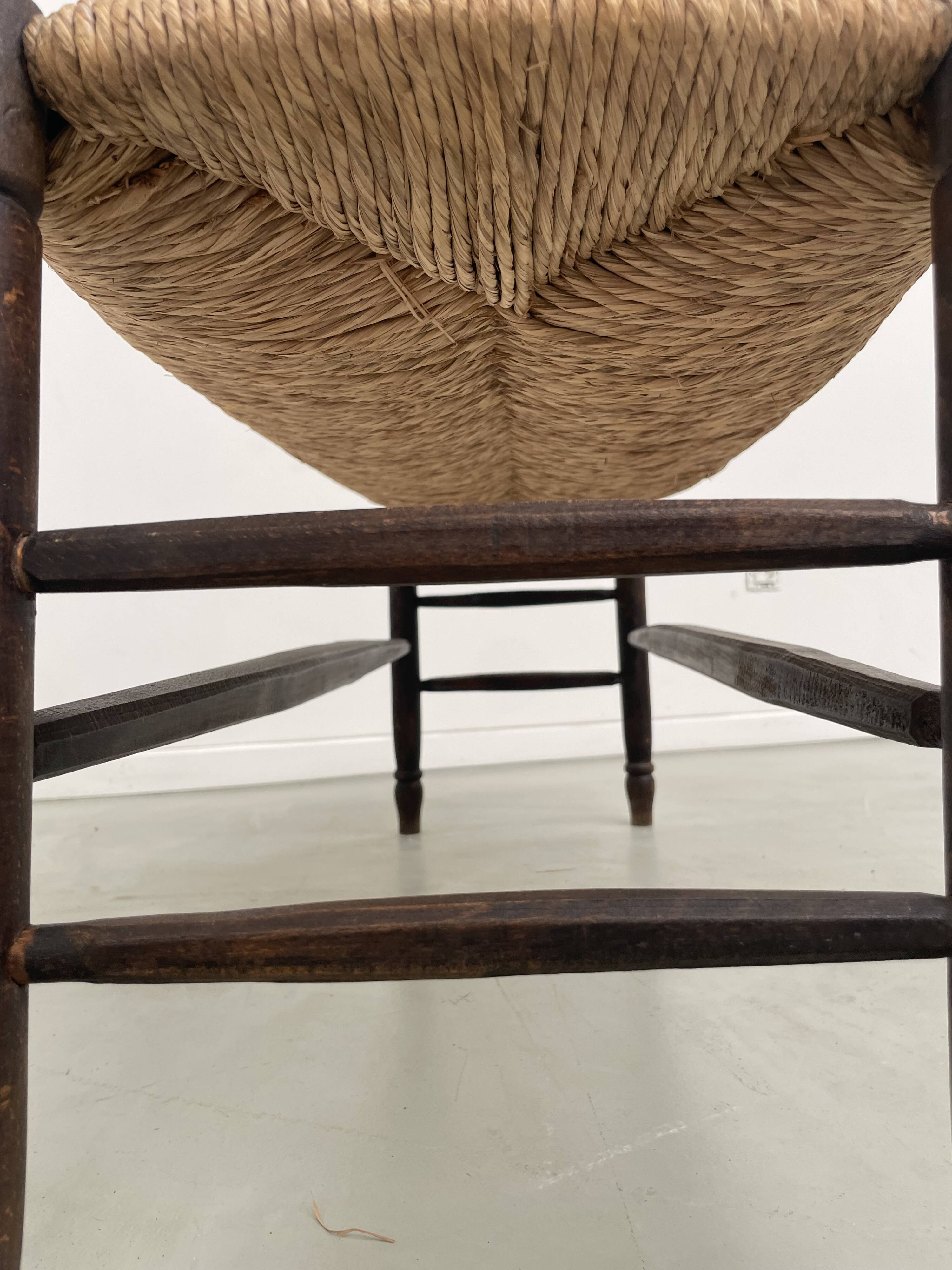 Oak and straw farm bench