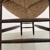 Oak and straw farm bench