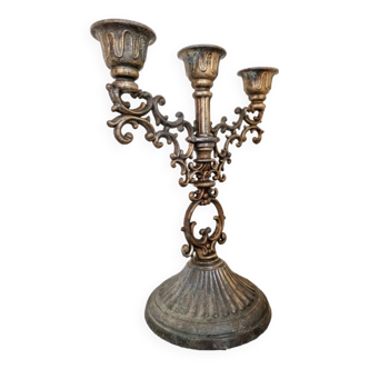 Vintage rococo style brass candlestick