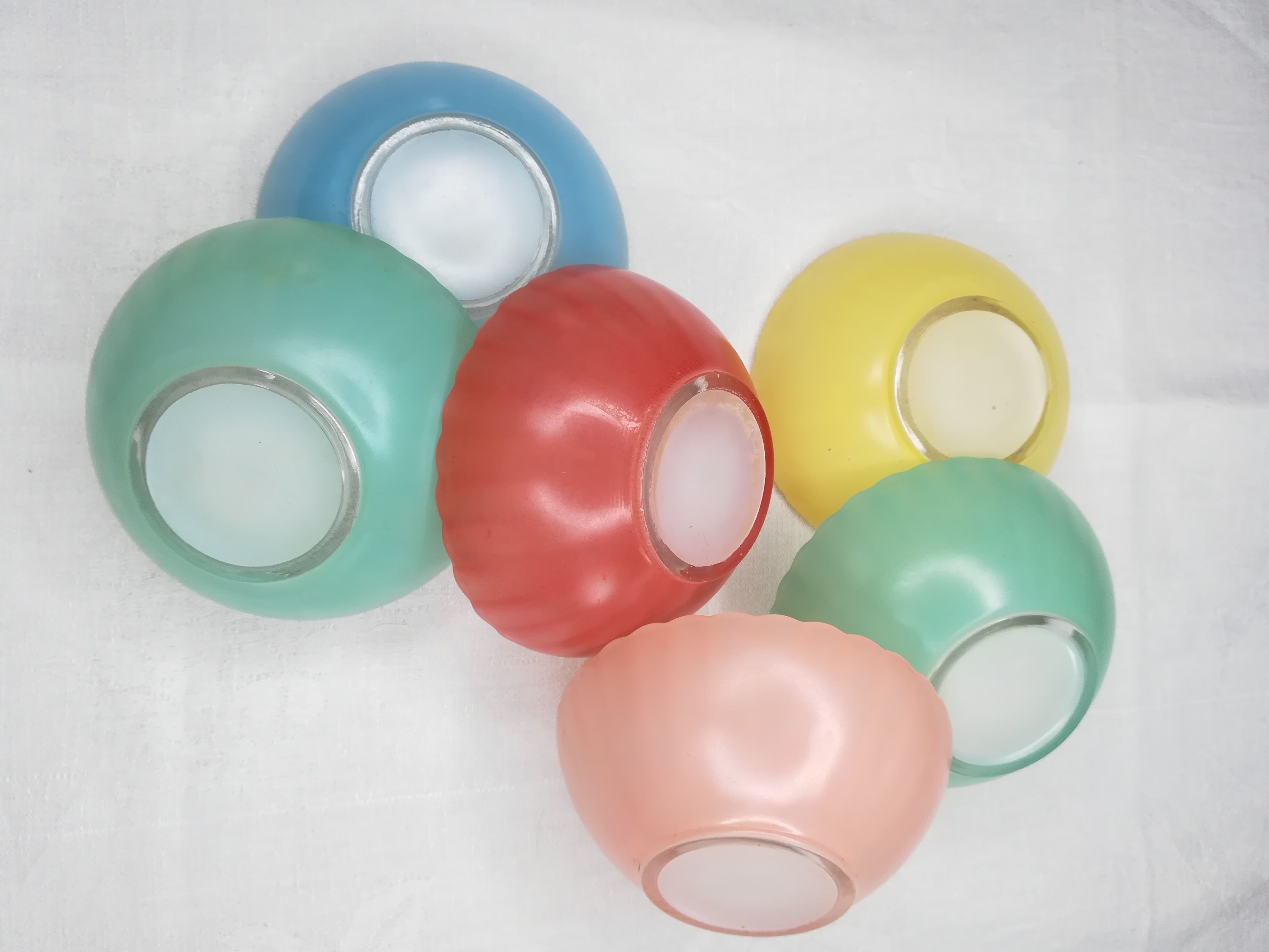 Series of 6 colored glass bowls