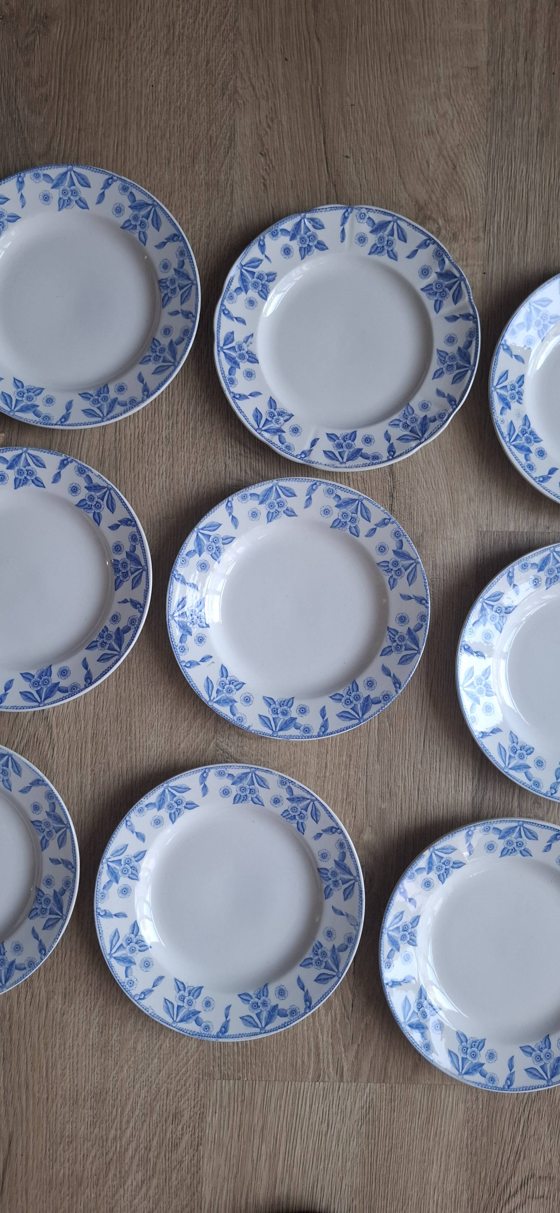 Set of 9 Dux Boch blue dessert plates, 1960