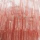 Mid Modern Italian Pink Murano Glass Cascading Suspension Lamp with Brass Frame