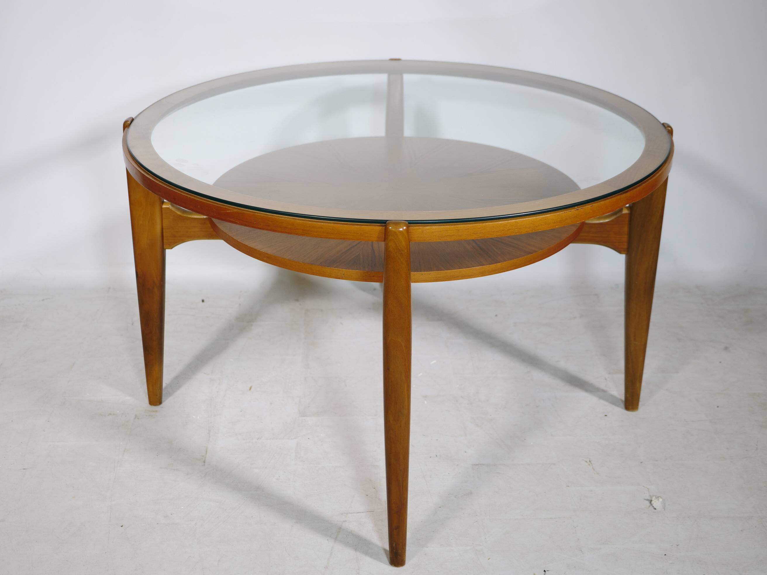 Mid-Century Coffee Table Walnut and Glass by Wilhelm Renz, 1960s