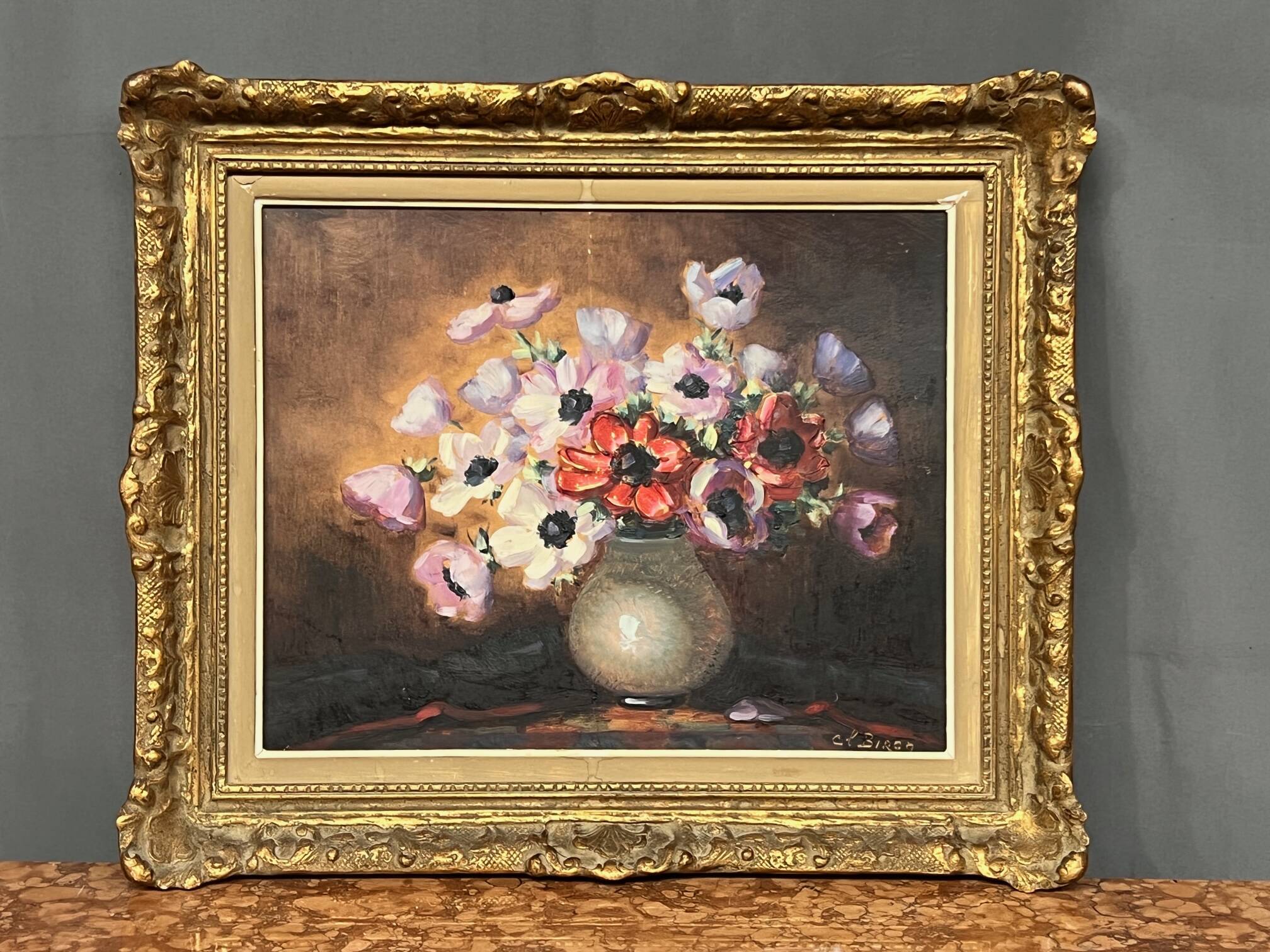 Clémence Biron. Still life with flowers.