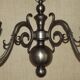 Pair of vintage French silvered Flemish wall sconces, double, with white glass shades 5006.