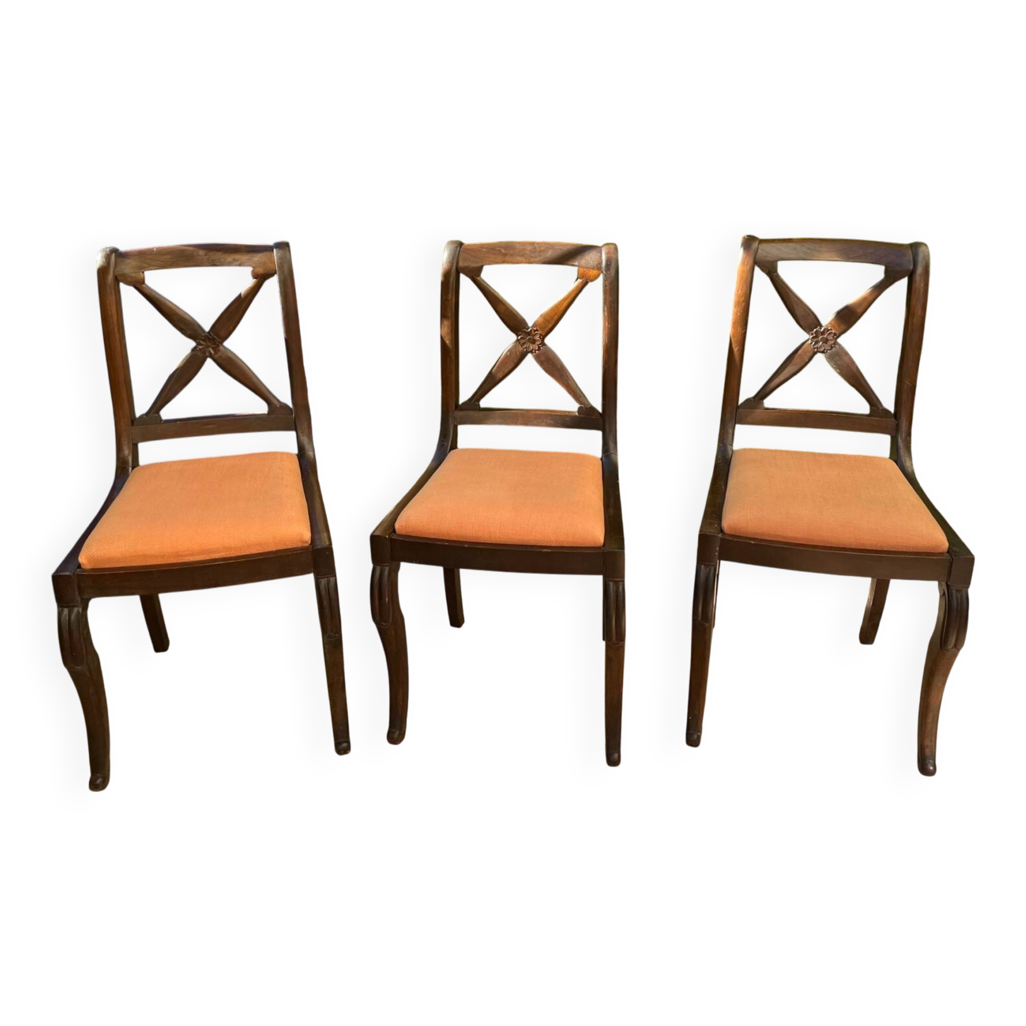 Set of 3 antique wooden chairs