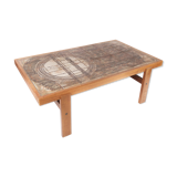 Table basse en teck avec carreaux de design danois, années 1960