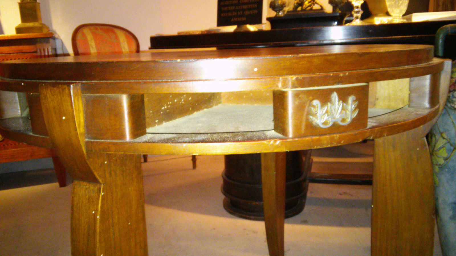 Jules Leleu pedestal mahogany and metal