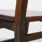 Set of 6 dining chairs in wood and brown leather, late 19th century