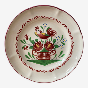 St Clement France plate, floral basket and rooster decoration