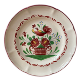 St Clement France plate, floral basket and rooster decoration