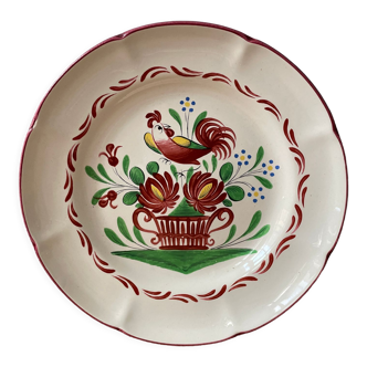 St Clement France plate, floral basket and rooster decoration