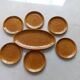 Gien earthenware fish set, 6 plates and a serving dish