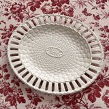 Dish in fine old earthenware, braided and openwork