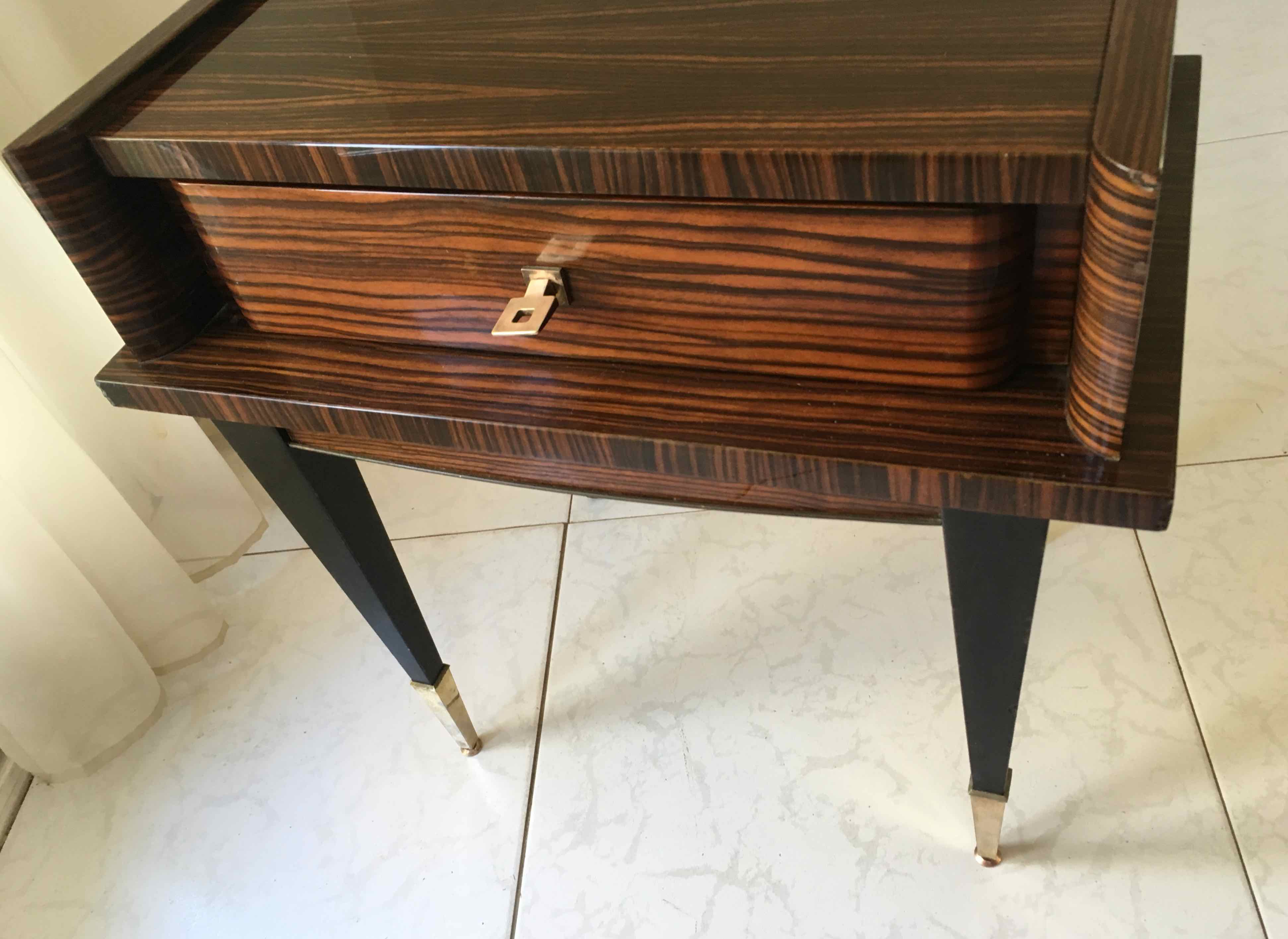 Deux chevets acajou et métal doré 1960
