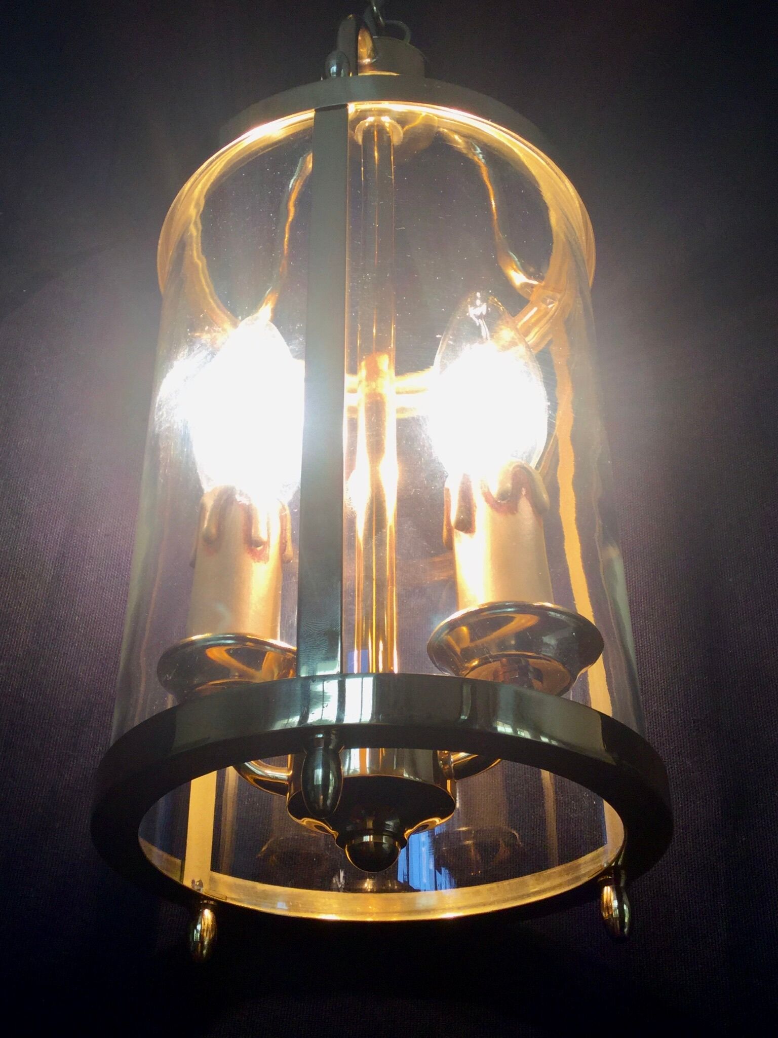 Lantern 2 lights bronze and brass