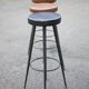 Set of 4 bar stools, metal and imitation leather stool, high stool
