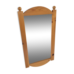 Miroir années 80 en pin - 64x35cm