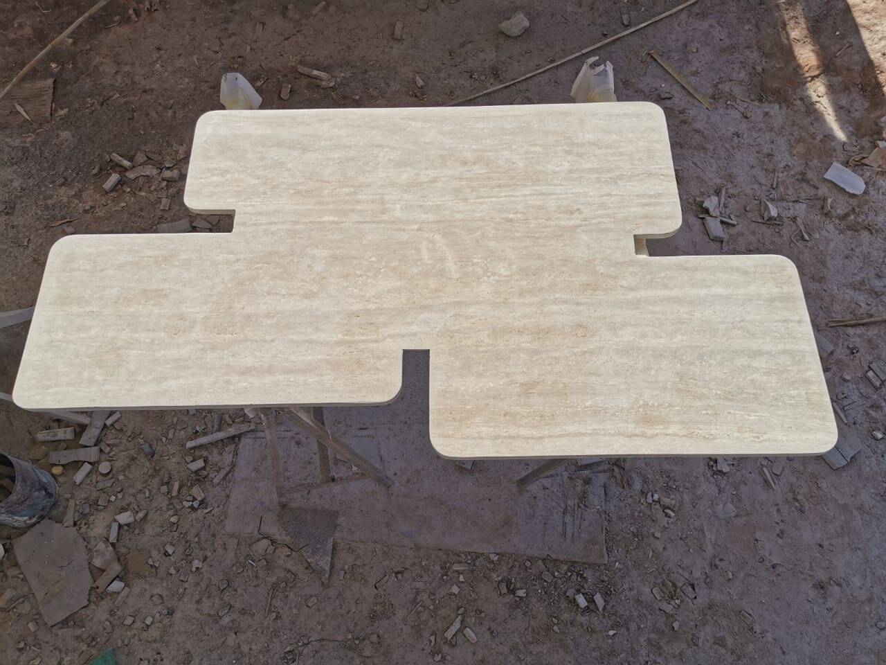 Harold travertine walnut coffee table