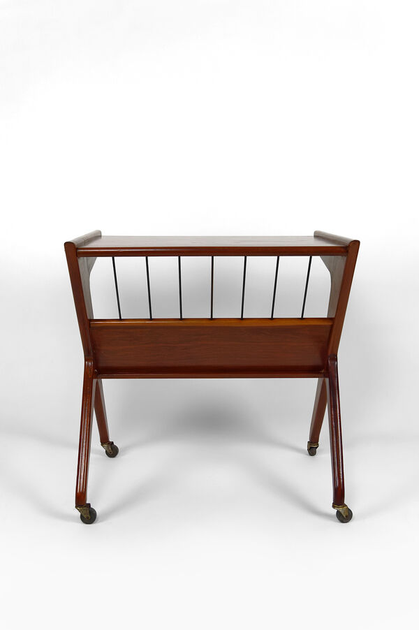 Desserte roulante en teck, Mid-century Modern, Italie, circa 1950