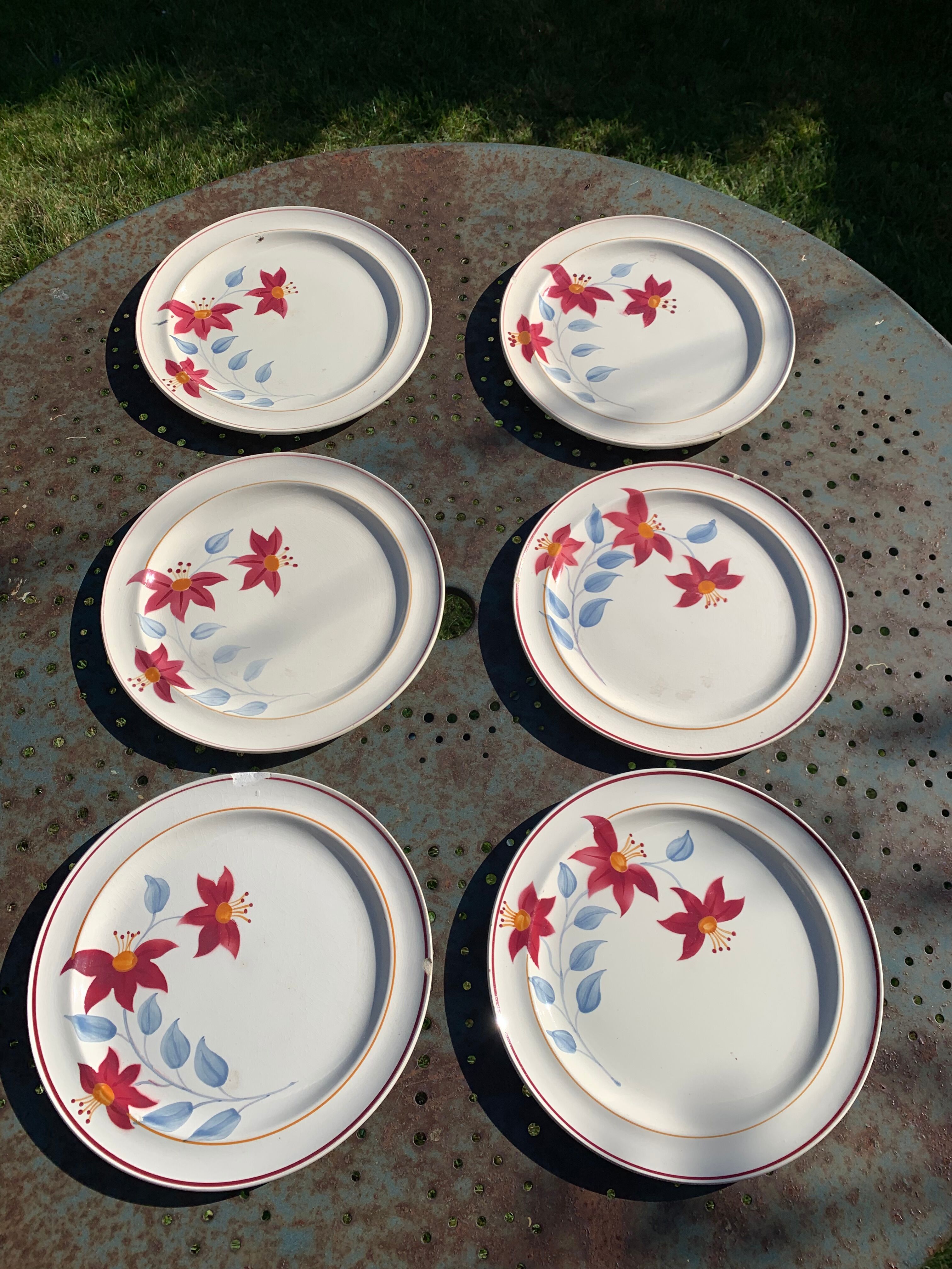 6 earthenware plates Sylvie Hamage Moulin des Loups Nord vintage model