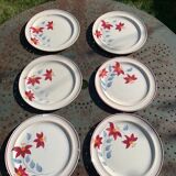 6 earthenware plates Sylvie Hamage Moulin des Loups Nord vintage model