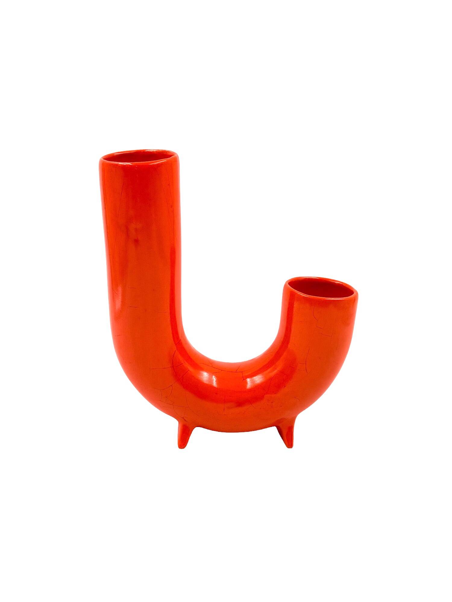 Space age orange ceramic vase, Italy ca. 1960