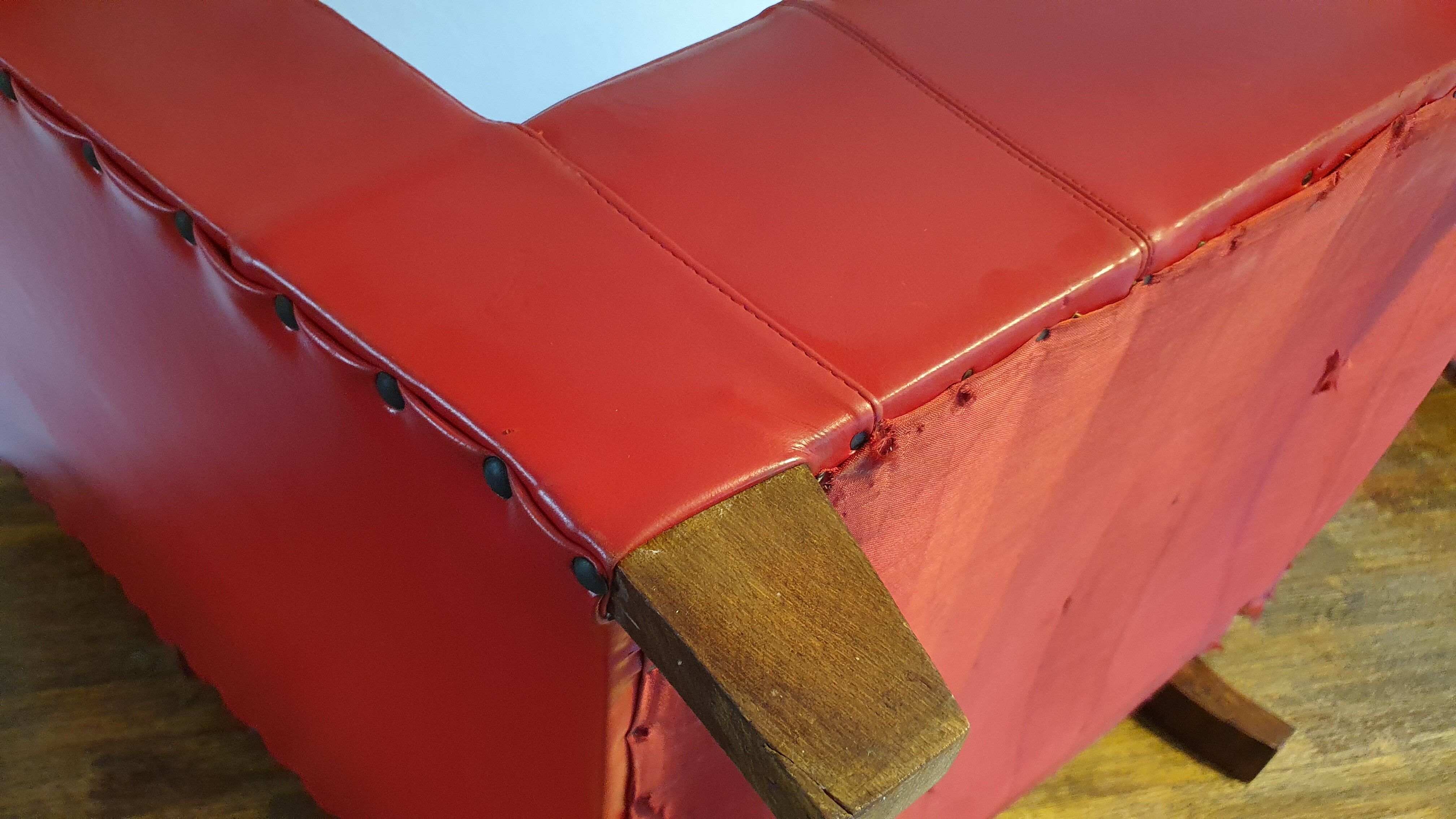 Armchair art deco skaï red