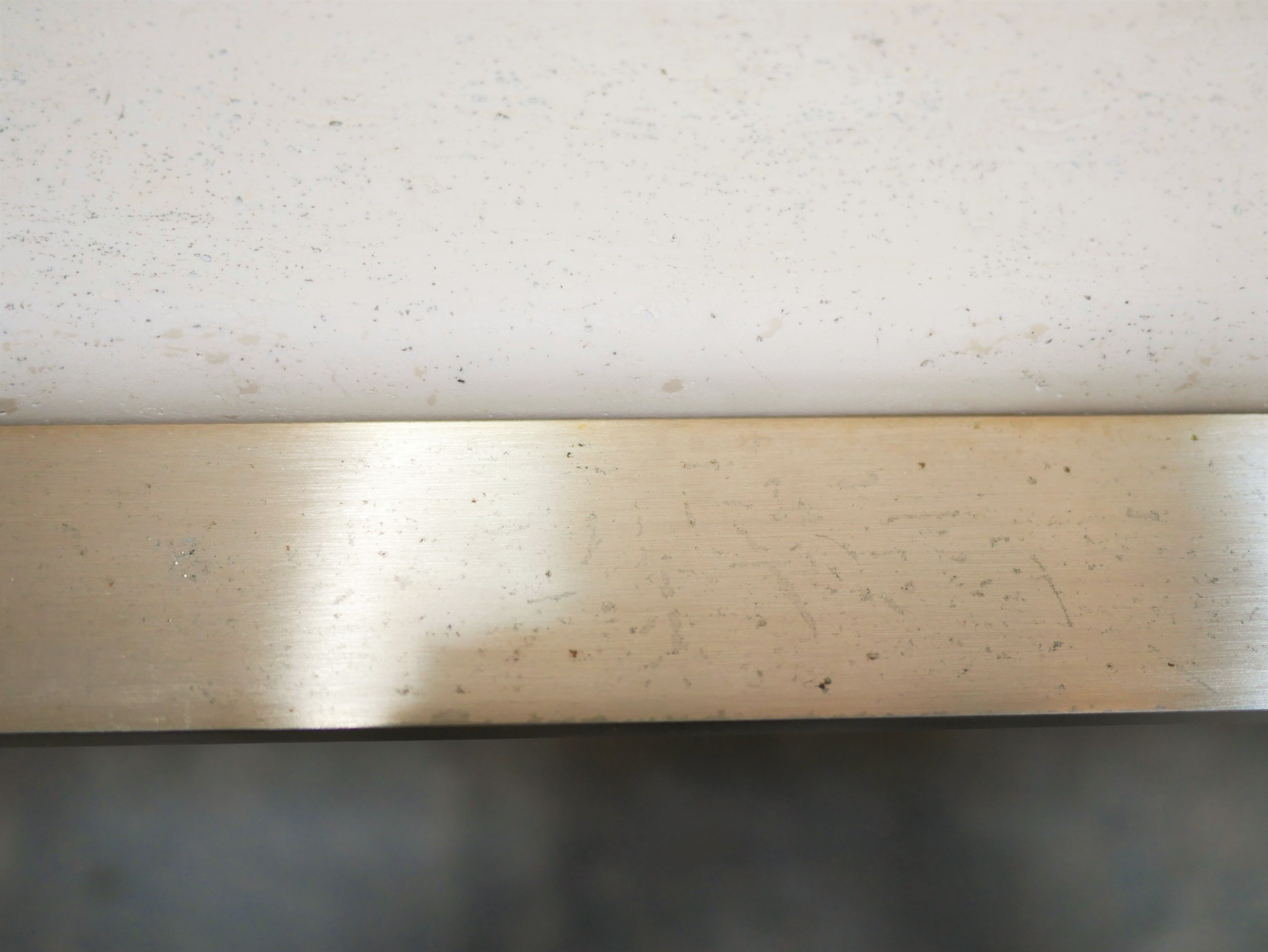 Vintage coffee table in travertine and brass