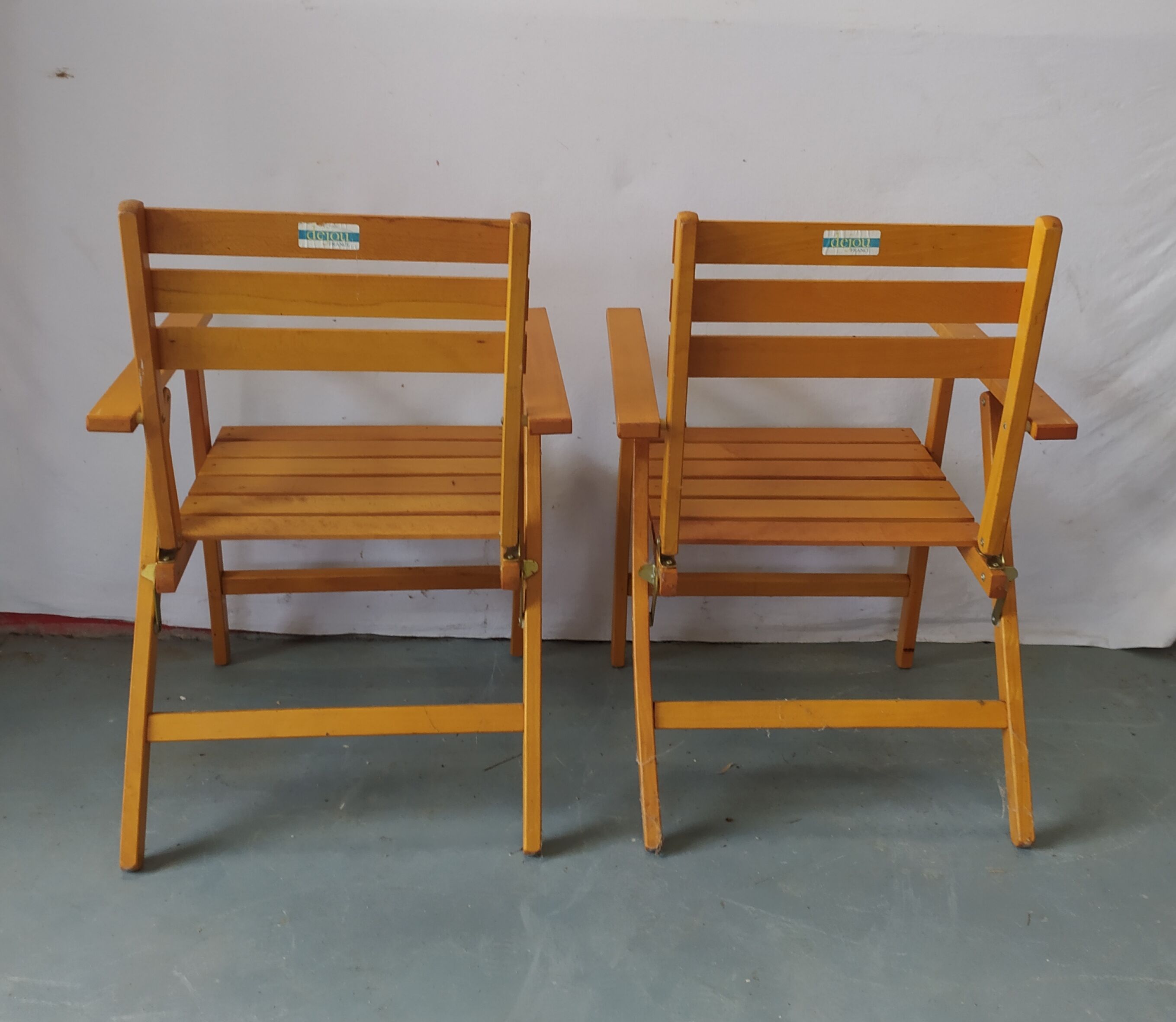 Paire de fauteuils de jardin pliants pieds compas Dejou