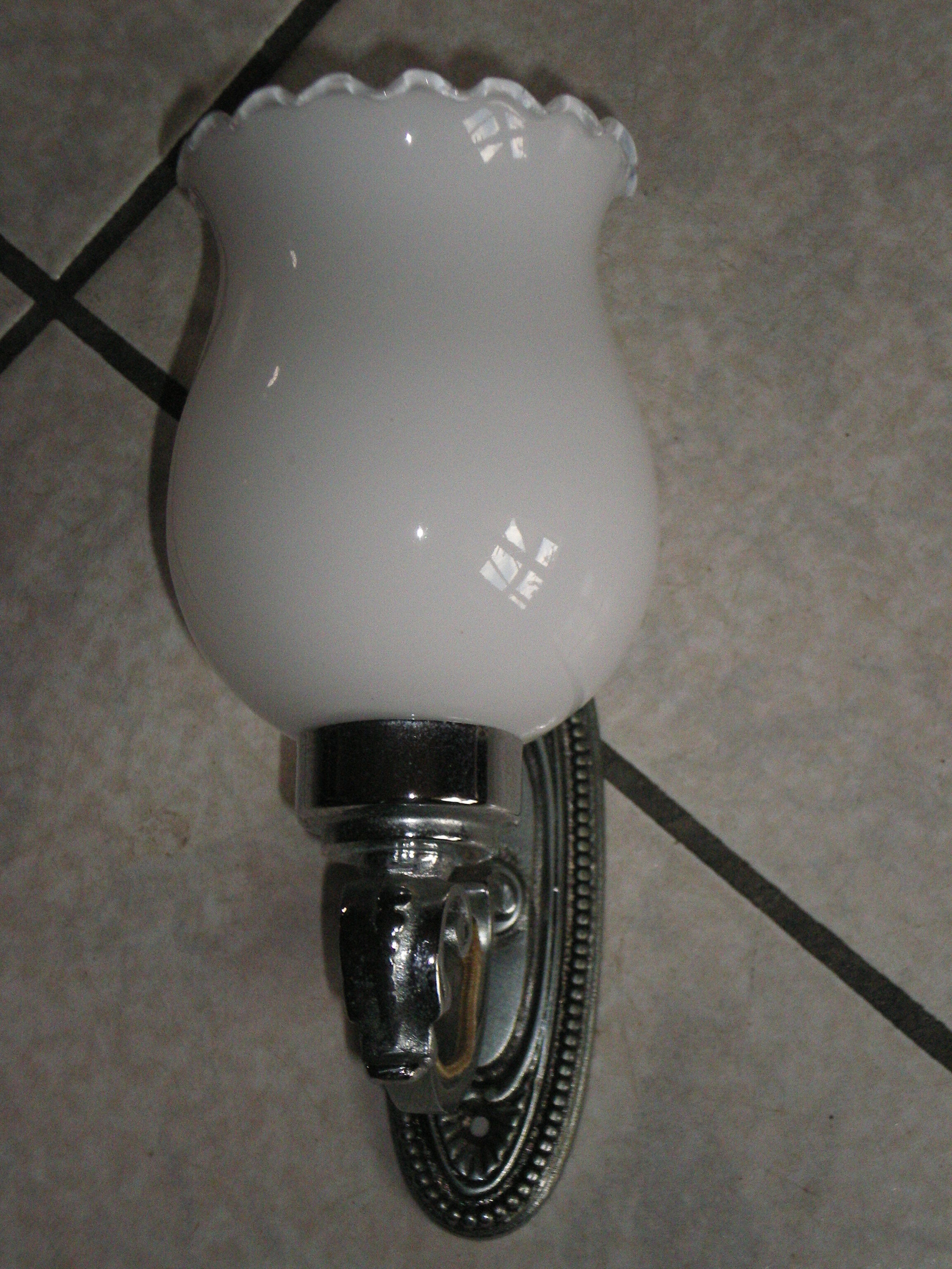 Pair of wall light chrome metal and opaline