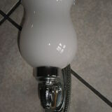 Pair of wall light chrome metal and opaline