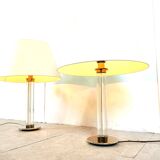 Pair of vintage large lucite table lamps, 1970s