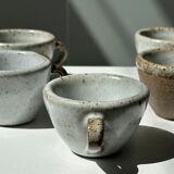 Set of 5 Indonesian ceramic handle coffee cups