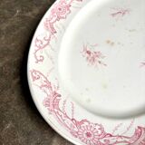 Creil & Montereau oval dish in pink ironstone, "Centaurée" service