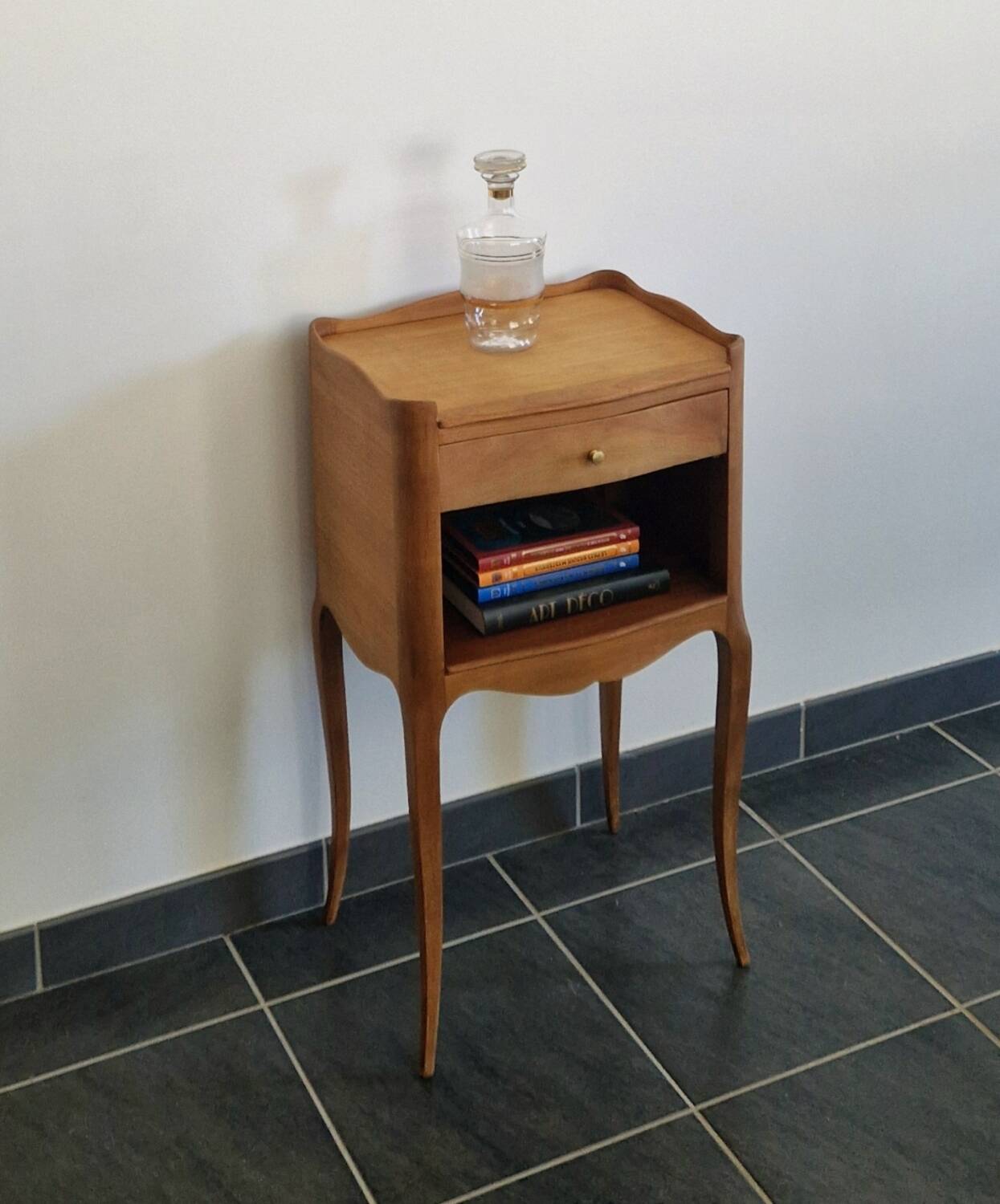 Solid cherry bedside table - Louis XV style - Signed DR