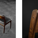 Vintage Mid-Century Modern Scandinavian Teak & Vinyl Dining Chairs, 1960s, Set of 4