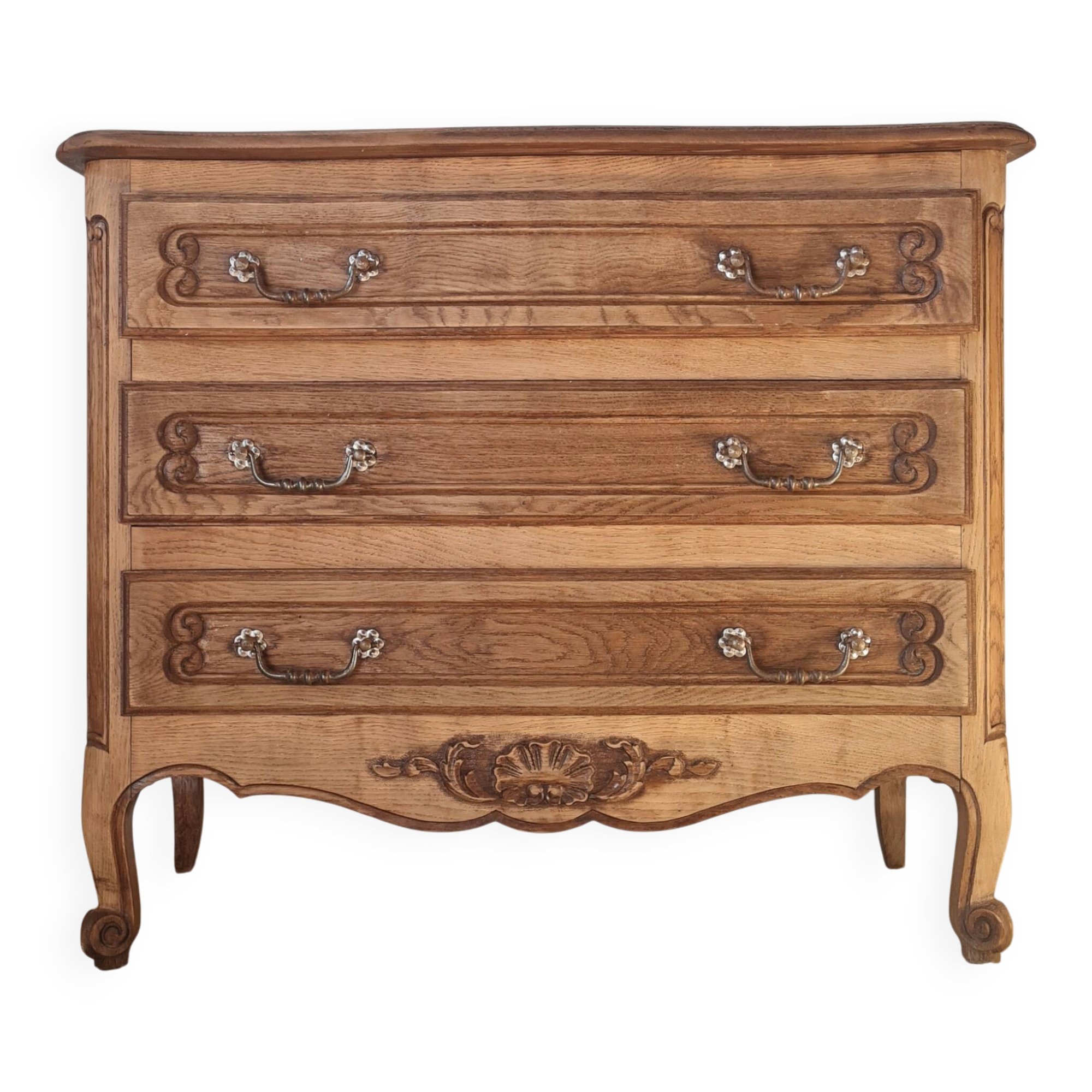 Antique commode with curved drawers - solid wood