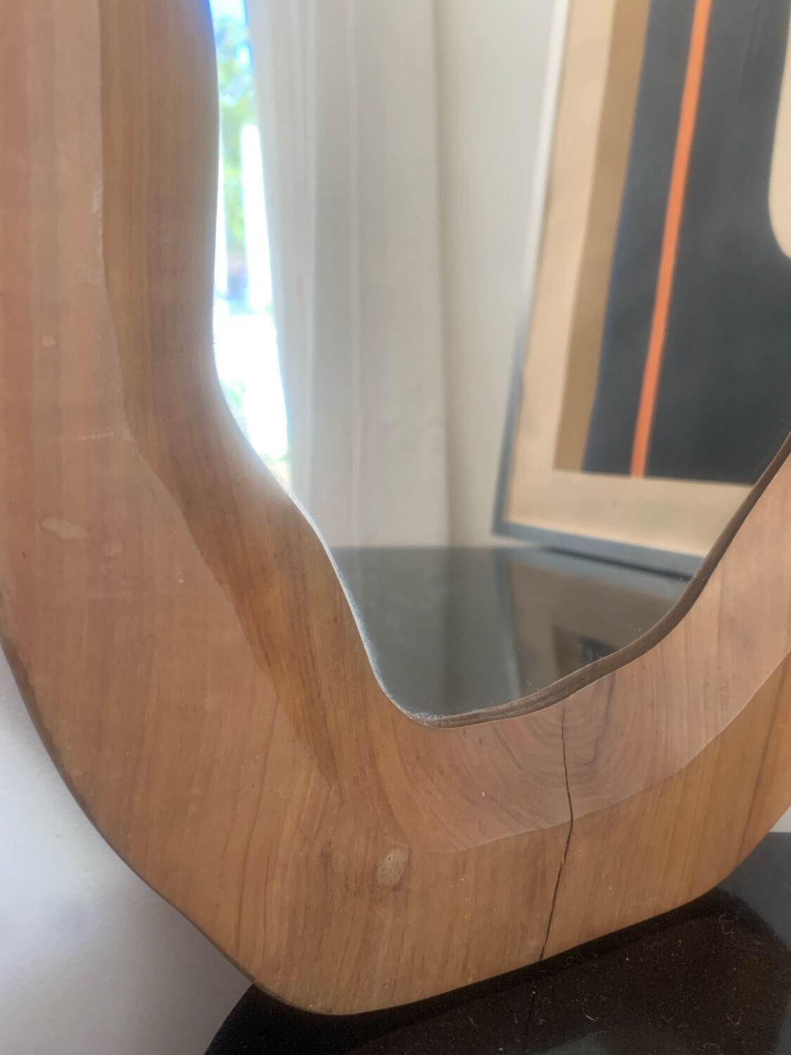 Miroir bois 1960 forme libre